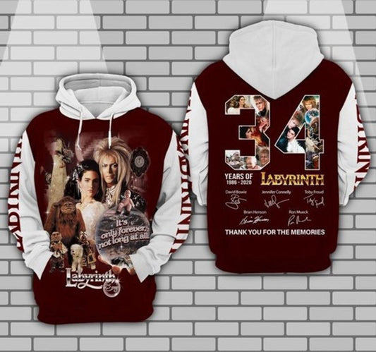 Labyrinth 34 Years Of 1986 2020 Thank You For Lover 3d Hoodie Moonbestprint