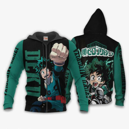 Izuku Midoriya Deku My Hero Academia Manga 2k924 Fan Gift Stylist Unisex Cartoon 3d Hoodie Zip Hoodie 1574 Moonbestprint