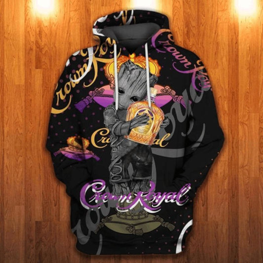 Crown Royal Baby Groot All Over Printed Custom 3d Hoodie Moonbestprint