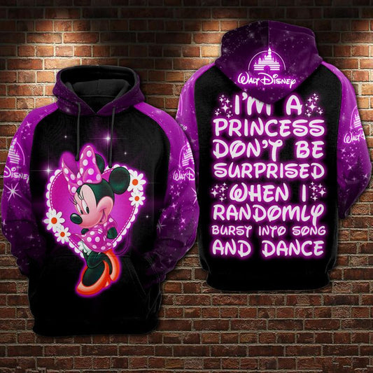 I Am A Disney Princess Minnie Over Print 3d Hoodie Zip Hoodie 489 Moonbestprint