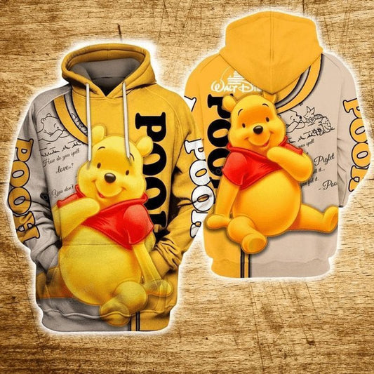 Hoodie Winnie The Pooh Shirt Pooh Dn Logo Cute Yellow White Hoodie Moonbestprint
