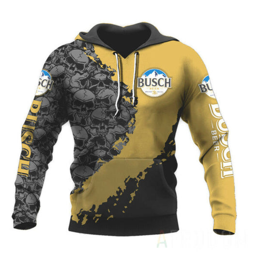 Skull Busch Beer Pullover And Zip Hoodie, Gift For Fan 3d All Over Print Shirt Hoodie 2314 Moonbestprint