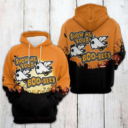 Halloween Hoodie Show Me Your Boo Bees Orange 3d Hoodie Zip Hoodie Moonbestprint