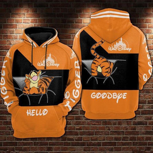 Tigger Hello And Goodbye Winnie The Pooh Over Print 3d Hoodie Zip Hoodie Moonbestprint