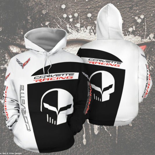 Chevrolet Corvette Racing Black N White Sport Car 3d All Over Print Hoodie 435 1638 Moonbestprint