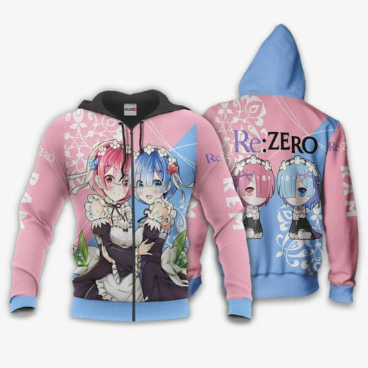 Re Zezo Hoodie Rem Ram Anime 3k260 Fan Gift Stylist Unisex Cartoon 3d Hoodie Zip Hoodie 2539 Moonbestprint