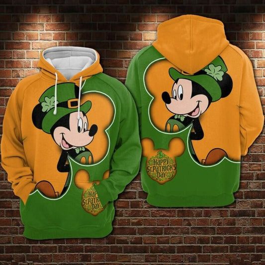 Mickey Mouse Movies Disney Happy St Patrick's Day Irish Over Print 3d Hoodie Zip Hoodie Moonbestprint