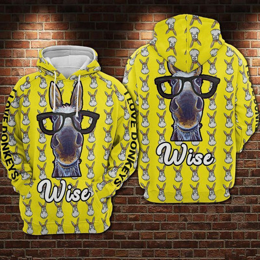 Wise Donkey Over Print 3d Hoodie Zip Hoodie Moonbestprint