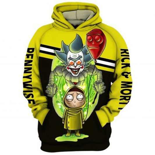Rick Morty And Pennywise Gift For Fan 3d Hoodie All Over Printed Hoodie Moonbestprint