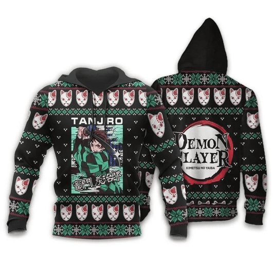 Tanjiro Kamado Ugly Christmas Demon Slayer Anime Manga For Men And Women 3d Hoodie Zip Hoodie Moonbestprint