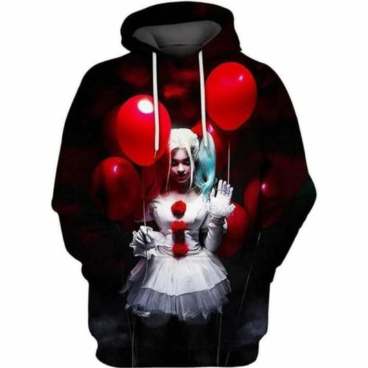 Harley Quinn With Red Balloon Dc Over Print 3d Hoodie Zip Hoodie Moonbestprint
