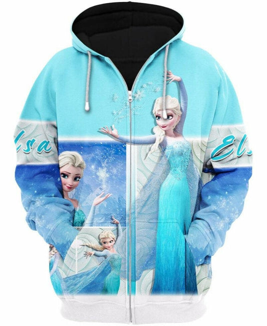 Disney Princess Elsa Frozen 3d Hoodie Zip Hoodie Moonbestprint
