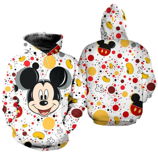 Mickey Mouse Polkadot Pattern Disney Fan Gift Stylist Unisex Cartoon Graphic Outfits Aop Hoodie, Zip Hoodie 2204 Moonbestprint