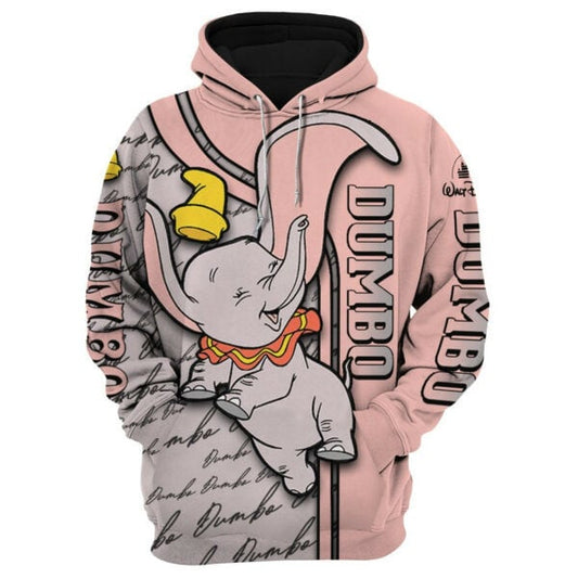 Dumbo Elephant Disney Fan Gift, Dumbo Elephant Gift, Stylist Unisex Cartoon Graphic Outfits Aop Hoodie, Zip Hoodie 1493 Moonbestprint