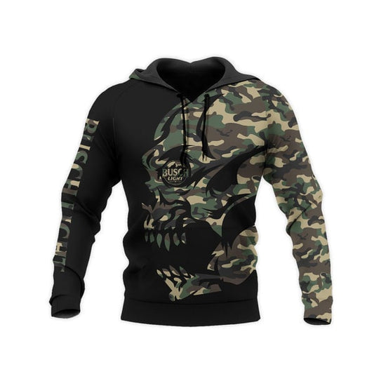 Camo Skull Busch Light Hoodie, Gift For Fan 3d All Over Print Shirt Hoodie 674 Moonbestprint