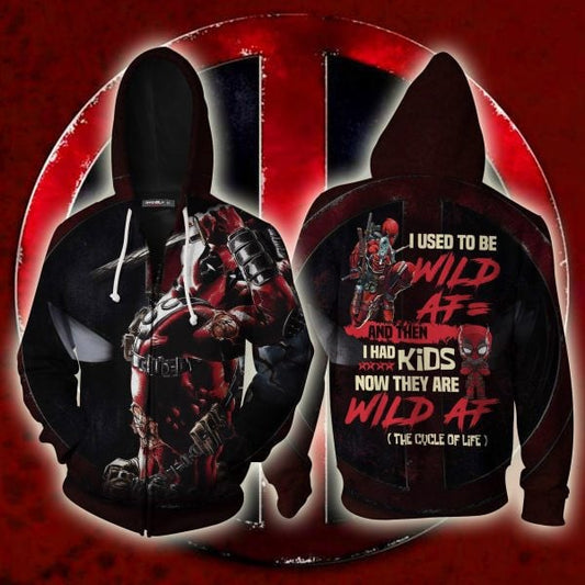 Deadpool ,i Used To Be Wild Af And Then I Have Kids Now They Are Wild Af Deadpool 2k538 Lover Gift,deadpool All Over Print 3d Hoodie 722 Moonbestprint