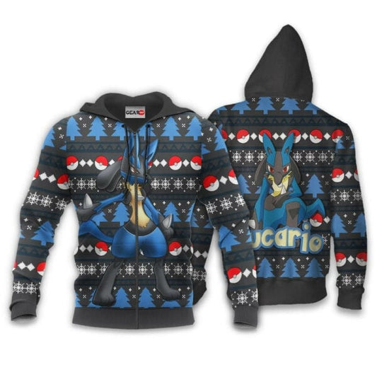 Lucario Anime Pokemon Manga Ugly Christmas Sweater 1k790 Fan Gift Stylist Unisex Cartoon Graphic Outfits Aop 3d Hoodie Zip Hoodie 278 Moonbestprint