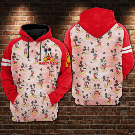 Disney Mickey Mouse Red Pattern 3d Hoodie Zip Hoodie Moonbestprint