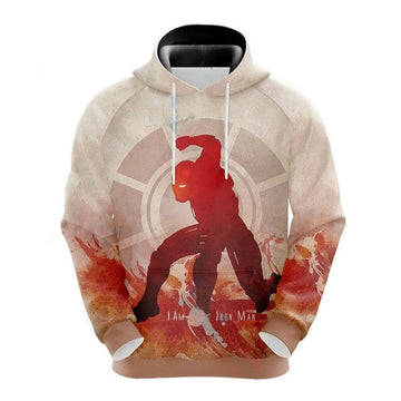 Marvel Iron Man Silhouette I Am Iron Man White Red 3d Hoodie Zip Hoodie Moonbestprint
