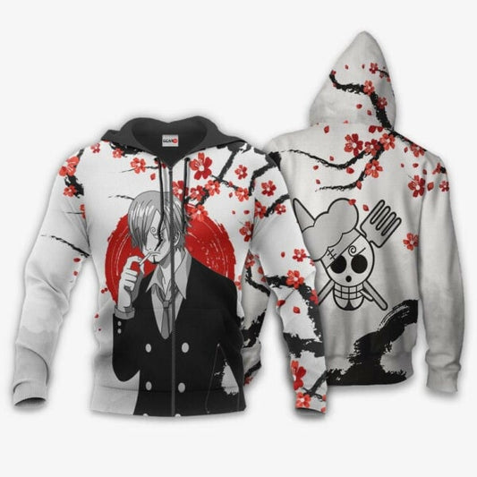 Vinsmoke Sanji Japan Cherry Blossoms One Piece Anime 1k484 Fan Gift Stylist Unisex Cartoon Graphic Outfits Aop 3d Hoodie, Zip Hoodie 2332 Moonbestprint