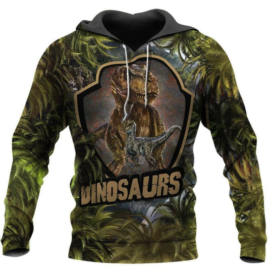 Dinosaurs In The Jungle Green 3d Hoodie Zip Hoodie Moonbestprint