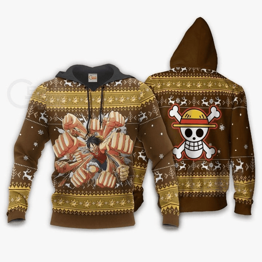 Luffy Gomu Gomu Ugly One Piece Anime Manga For Men And Women 3d Hoodie Zip Hoodie Moonbestprint