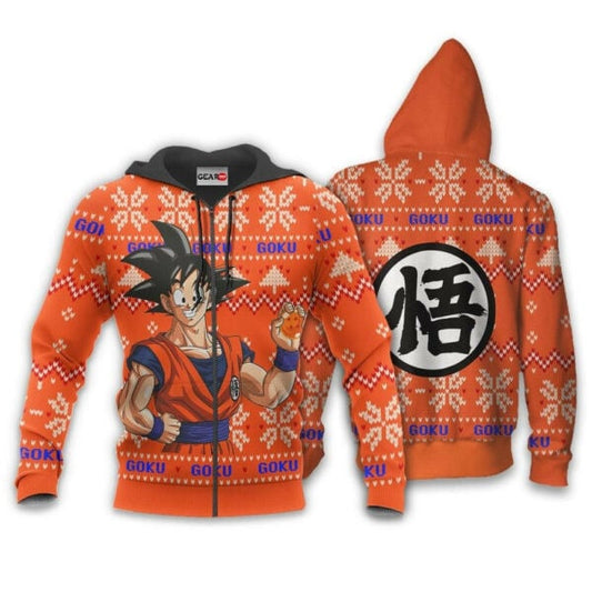 Goku Ugly Christmas Dragon Ball Z Anime 1k335 Fan Gift Stylist Unisex Cartoon Graphic Outfits Aop 3d Hoodie, Zip Hoodie 1448 Moonbestprint
