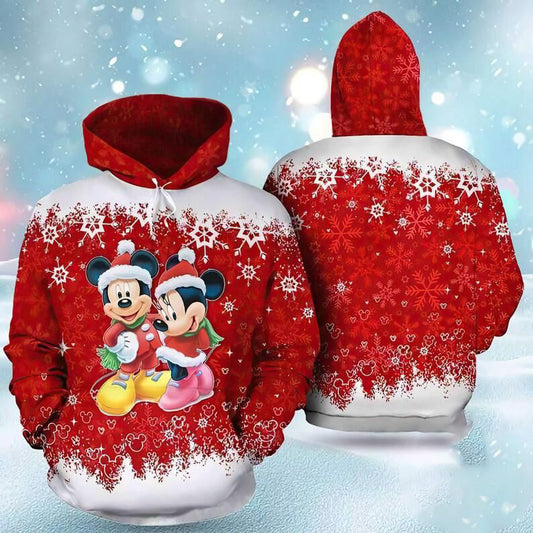 Christmas Mickey And Minnie Couple Love 3d Hoodie Zip Hoodie Moonbestprint