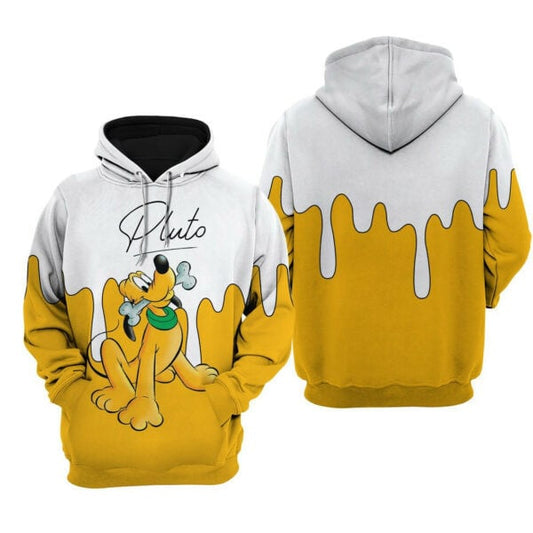 Pluto Dog Yellow Paint Disney Fan Gift, Pluto Dog Yellow Paint Gift, Stylist Unisex Cartoon Graphic Outfits Aop Hoodie 2775 Moonbestprint