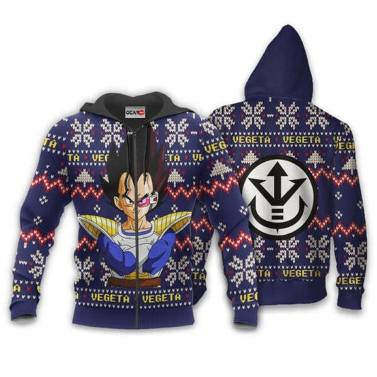 Prince Vegeta Ugly Christmas Dragon Ball Z Anime 1k336 Fan Gift Stylist Unisex Cartoon Graphic Outfits Aop 3d Hoodie, Zip Hoodie 2602 Moonbestprint