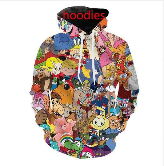 Hot Fashion Men Women Harajuku Style Cartoons Collage 80s Hoodies 3d Print Unisex Tops Hoodie Moonbestprint