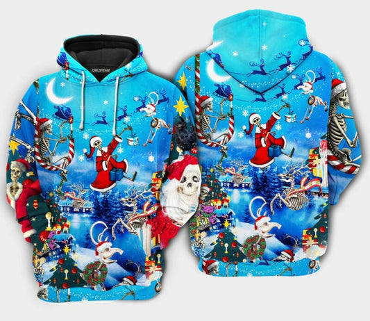 Christmas And Skull Merry Xmas Hoodie 3d Moonbestprint