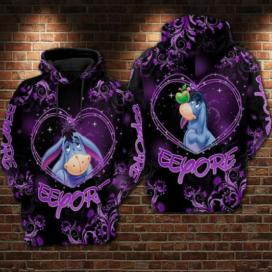 Eeyore And Green Apple Cartoon Winnie The Pooh Over Print 3d Hoodie Zip Hoodie Moonbestprint