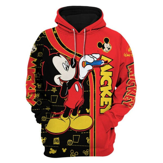 Mickey Mouse Drawing Fan Gift, Mickey Mouse Drawing Stylist Unisex Cartoon Graphic Outfits Gift Aop Hoodie, Zip Hoodie 1857 Moonbestprint