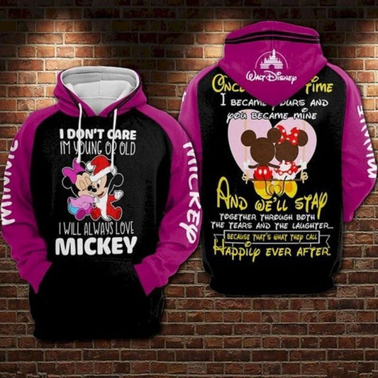Mickey And Minnie Mouse Love Together All Over Printed Custom 3d Hoodie Moonbestprint
