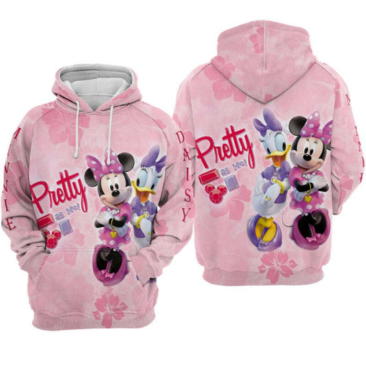 Daisy And Minnie Flower Pattern Hoodie Zip Hoodie Moonbestprint