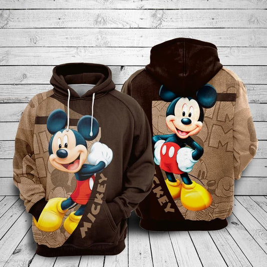 Mickey Mouse Movies Disney Brown Over Print 3d Hoodie Zip Hoodie 659 Moonbestprint