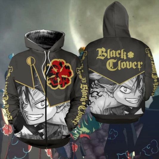 Black Clover Asta Shirt Five Clover Leaf Symbol Anime 2k883 Fan Gift Stylist Unisex Cartoon 3d Hoodie Zip Hoodie 589 Moonbestprint