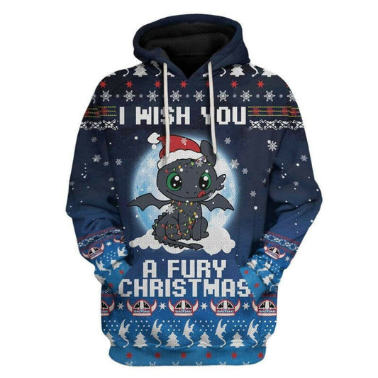 Disney Christmas Hoodie Toothless I Wish You A Fury 3d Hoodie Zip Hoodie Moonbestprint