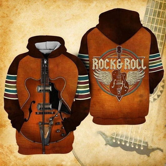 Rock And Roll Guitar 3d Hoodie Zip Hoodie Moonbestprint