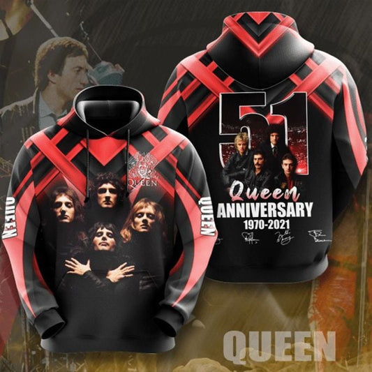 Queen 51th Anniversary 1970 2021 Signature Design Gift For Fan Custom 3d Hoodie All Over Printed Hoodie Moonbestprint