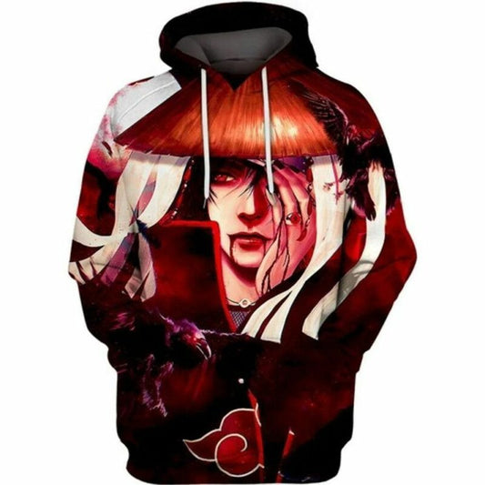 Itachi Blood Moon Naruto Anime V1 All Over Printing 3d Hoodie Moonbestprint