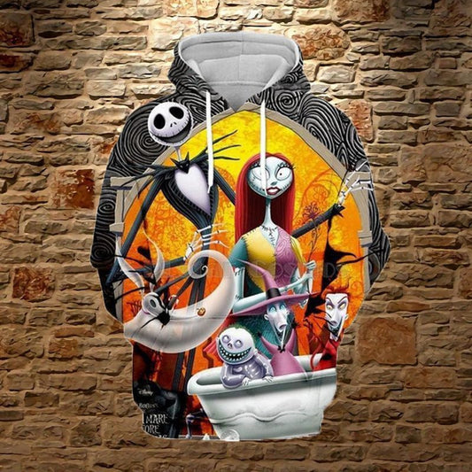 Jack Skellington Sally Nightmare Before Christmas Over Print 3d Hoodie Zip Hoodie 209 Moonbestprint