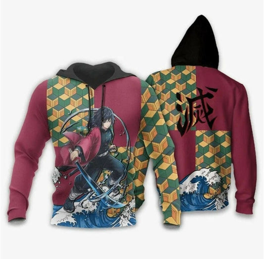 Demon Slayer Hoodie Giyu Tomioka Water Hashira Hoodie Kimetsu No Yaiba 3d Hoodie Zip Hoodie Moonbestprint