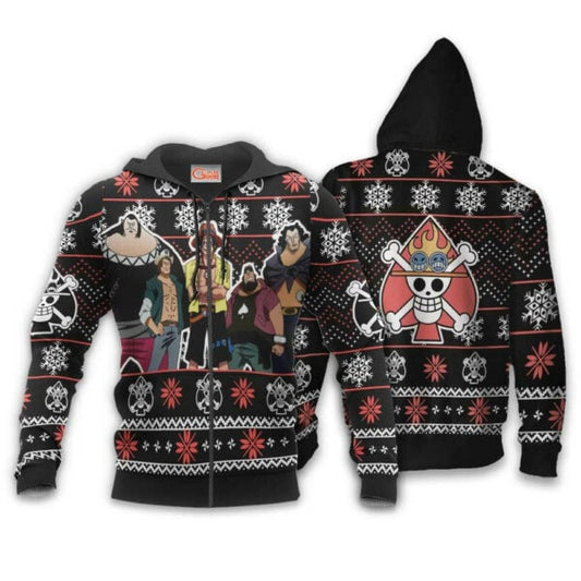 Ace Spade Pirates Ugly Christmas Sweater One Piece Anime 1k492 Fan Gift Stylist Unisex Cartoon Graphic Outfits Aop 3d Hoodie, Zip Hoodie 1523 Moonbestprint