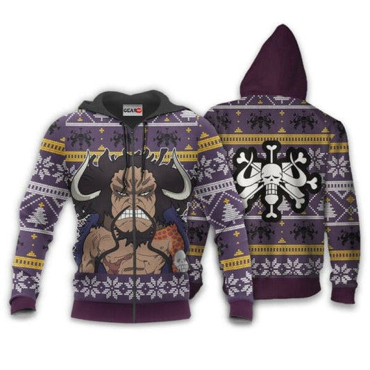Yonko Kaido Ugly Christmas Sweater One Piece Anime 1k496 Fan Gift Stylist Unisex Cartoon Graphic Outfits Aop 3d Hoodie, Zip Hoodie 2168 Moonbestprint