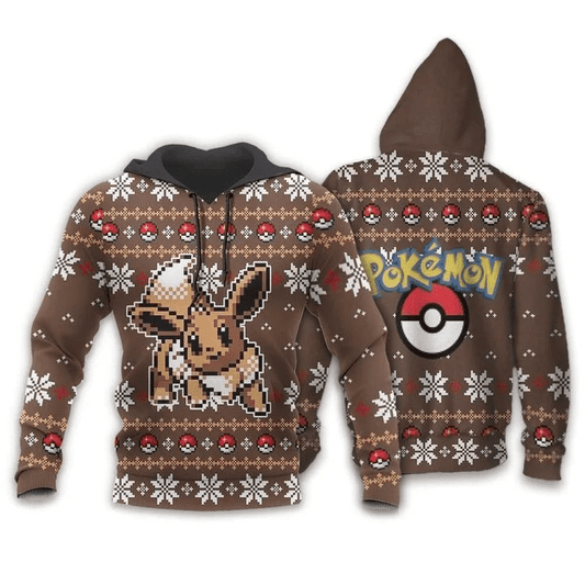 Pokemon Ugly Christmas Eevee Xmas Anime Manga For Men And Women 3d Hoodie Zip Hoodie Moonbestprint