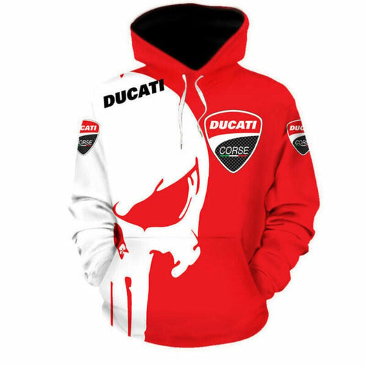 Ducati Corse White Punisher Skull 3d All Over Print Hoodie 360 1007 Moonbestprint
