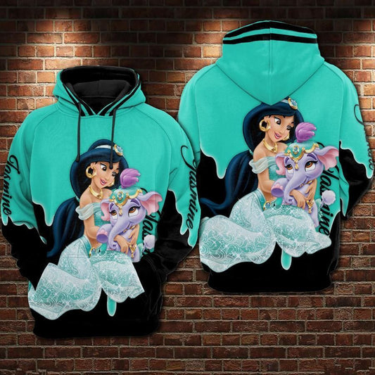 Jasmine Cartoon Aladdin And The Magic Lamp Over Print 3d Hoodie Zip Hoodie 2 Moonbestprint