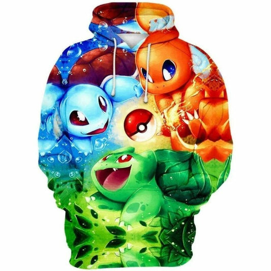 Fire Water Grass Pokemon Over Print 3d Hoodie Zip Hoodie Moonbestprint